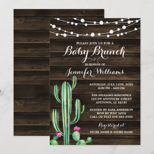Invitation Brunch en bois de bébé d'aquarelle de grange