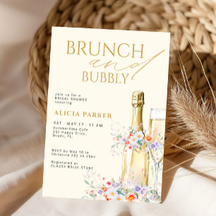 Invitation Brunch et bouteille de champagne pétillant pour un