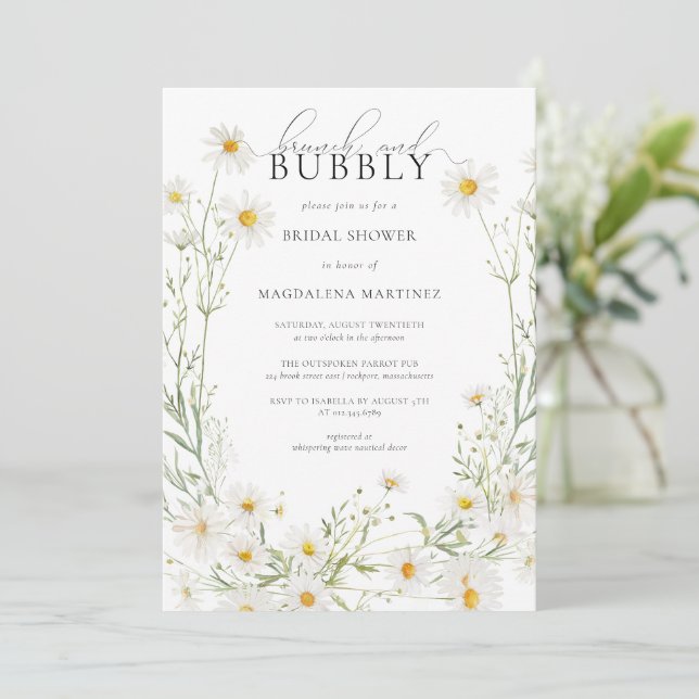 Invitation Brunch et Bubbly Boho Daisy Fête des mariées (Debout devant)