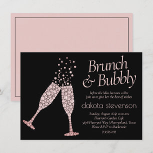 Invitation Brunch et Bubbly   Douche noire et rose vif