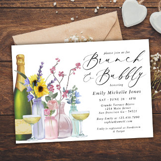 Invitation Brunch et Bubbly | Fleurs sauvages et champagne