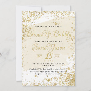 Invitation Brunch et Bubbly parties scintillant or