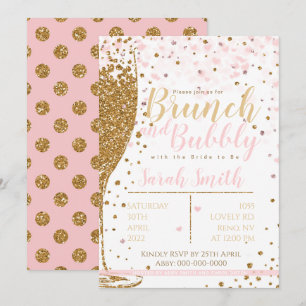 Invitation Brunch et Bubbly parties scintillant or grand pica