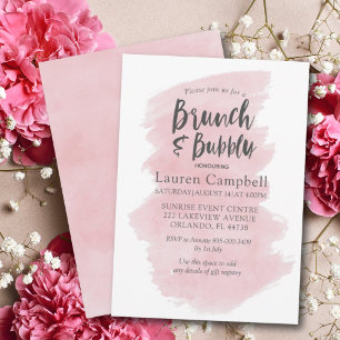 Invitation Brunch et bulles Rose Pâle Aquarelle Moderne