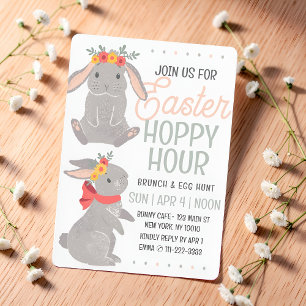 Invitation Brunch et chasse aux œufs Heure Heureuse du Lapin 
