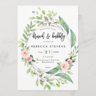 Invitation brunch et douchette à bulles verdoyante