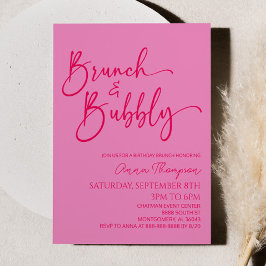 Invitation Brunch et fête de brunch rose Bubbly