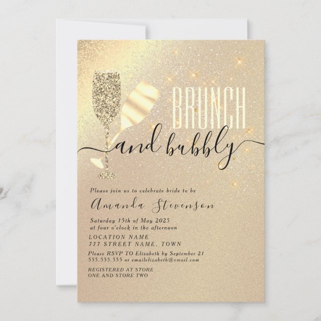 Invitation Brunch et Fête des mariées Bubbly (Devant)