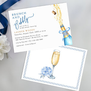 Invitation Brunch et Fête des mariées Bubbly Blue Champagne P