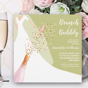 Invitation Brunch et Fête des mariées Bubbly Green