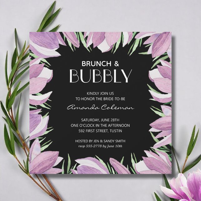 Invitation Brunch et Fête des mariées Bubbly Magnolia (Watercolor magnolia flowers bridal shower invitations - INSTANT DOWNLOAD and/or PRINTED or both!)