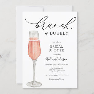 Invitation Brunch et Fête des mariées champagne Bubbly