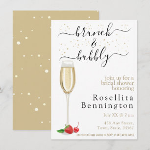 Invitation Brunch et Fête des mariées champagne Bubbly