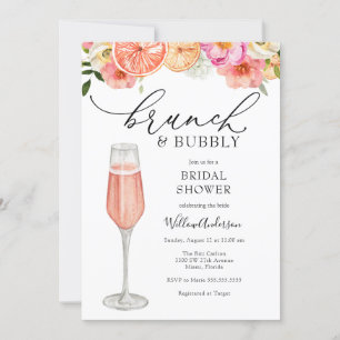 Invitation Brunch et Fête des mariées champagne Bubbly