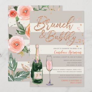 Invitation Brunch et Parties scintillant de  Rose Fête des ma