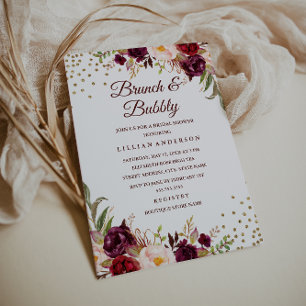 Invitation Brunch et Shower pétillant avec Confettis Floraux