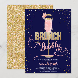 Invitation Brunch & Fête des mariées Bubbly Blush Gold Champa