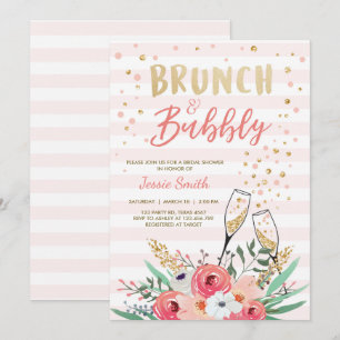 Invitation Brunch & Fête des mariées Bubbly Champagne d'or ro