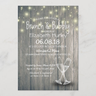 Invitation Brunch & Fête des mariées Bubbly Champagne Verre B