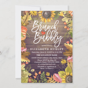 Invitation Brunch & Fête des mariées Bubbly Feuille Citrouill