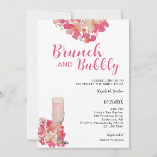 Invitation Brunch & Fête des mariées Bubbly Floral Pink Chic