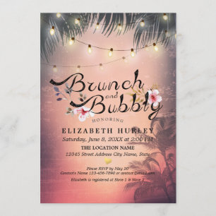 Invitation Brunch & Fête des mariées Bubbly Summer Beach Palm