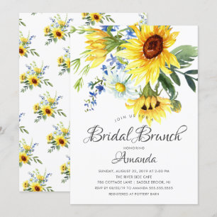 Invitation Brunch Fête des mariées de tournesol jaune