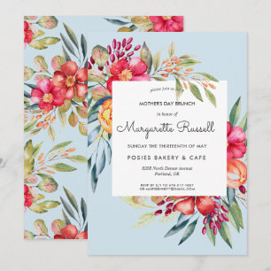Invitation Brunch Fête des Mères Florales Printemps Vibrant