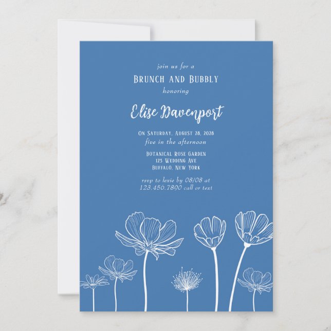 Invitation Brunch Fleur sauvage Dusty et Bubbly (Devant)