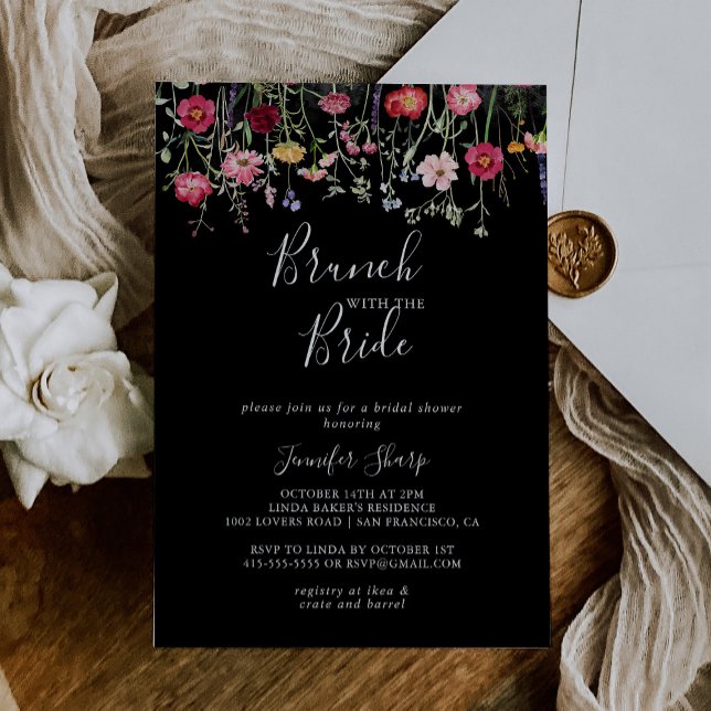 Invitation Brunch Fleur sauvage multicolore avec douche de ma (Créateur téléchargé)