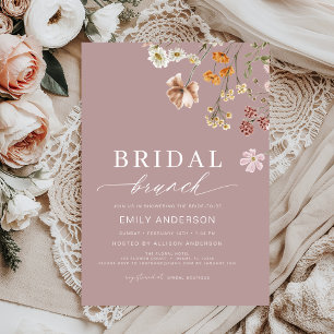 Invitation Brunch Fleur sauvage rose Boho Floral