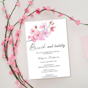 Invitation Brunch fleuri aux cerisiers en fleurs et aux bulle