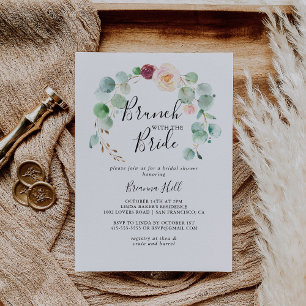 Invitation Brunch floral contemporain avec douche de mariée
