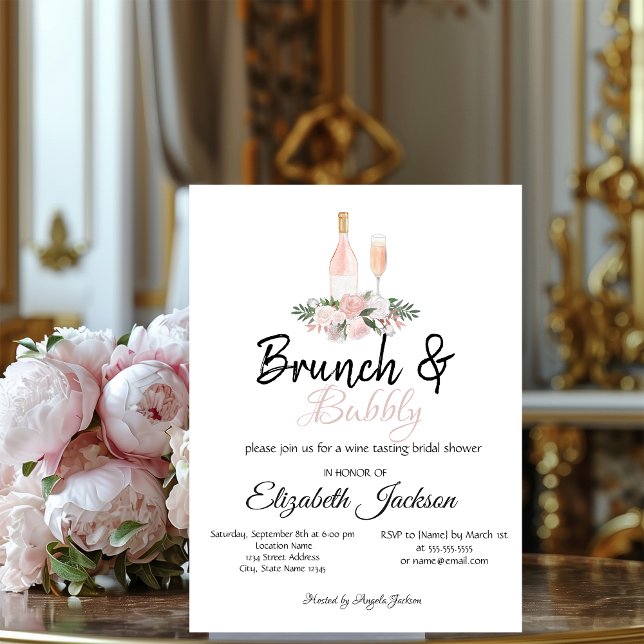 Invitation Brunch Floral et Brunch aux Bulles pour une Mariée (Créateur téléchargé)