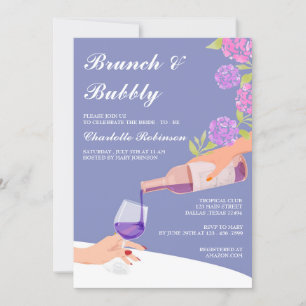 Invitation Brunch Floral Hydrangea Et Fête des mariées Bubbly