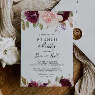 Invitation Brunch floral rustique et Fête des mariées mousseu