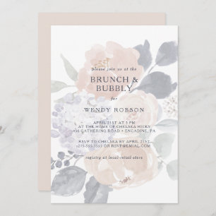 Invitation Brunch floral rustique simple et bulle de douche I