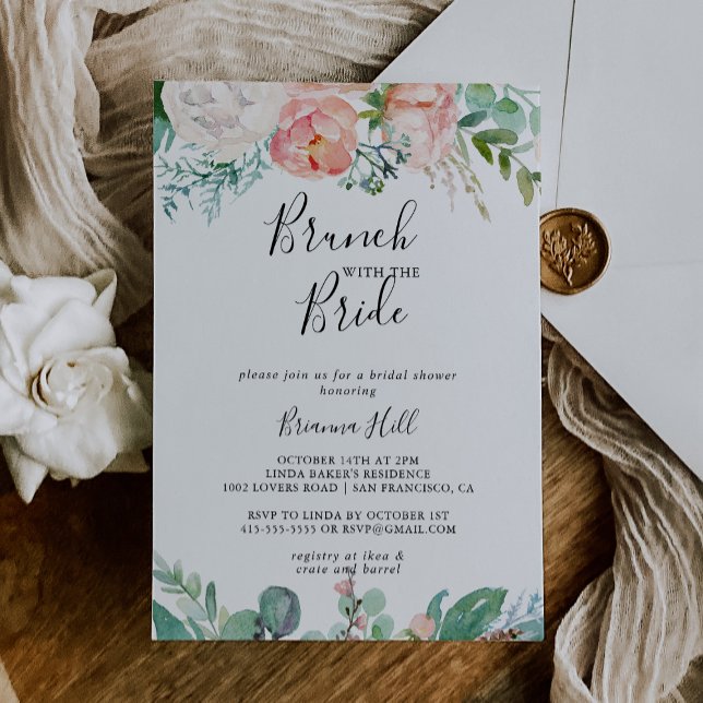Invitation Brunch floral tropical avec douche de mariée (Créateur téléchargé)
