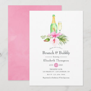 Invitation Brunch floral tropical et Fête des mariées bulle