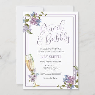 Invitation Brunch Lilac et Lavender et Fête des mariées Bubbl