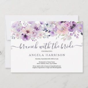 Invitation Brunch Lilac violet avec florale douche de mariée