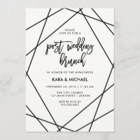 Brunch Mariage de poste géométrique noir et blanc