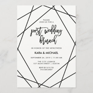 Invitation Brunch Mariage de poste géométrique noir et blanc