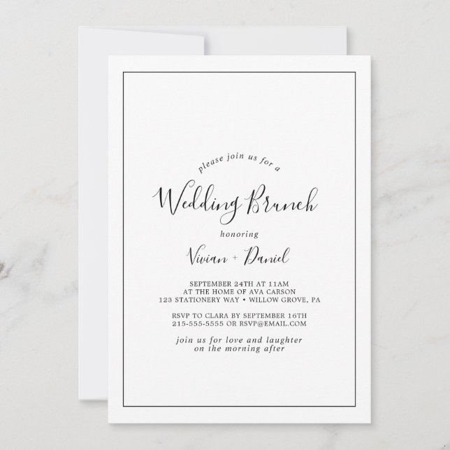Invitation Brunch Mariage minimaliste (Devant)