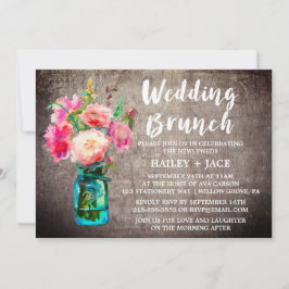 Invitation Brunch Mariage rustique Mason Jar et Flower Bouque