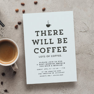 Invitation brunch mariage simple amusant café bleu clair