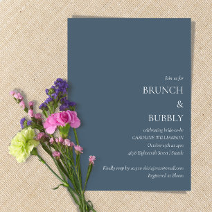 Invitation Brunch minimaliste Fête des mariées mousseuse bleu
