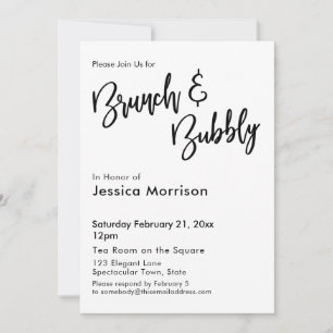 Invitation Brunch noir et blanc simple et typographie bulle