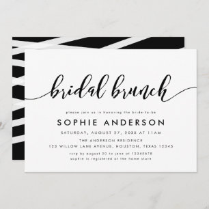 Invitation Brunch nuptial à script de relaxation noir et blan