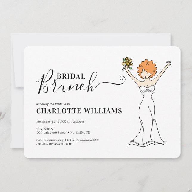 Invitation Brunch nuptial Avatar personnalisable| Cheveux bou (Devant)